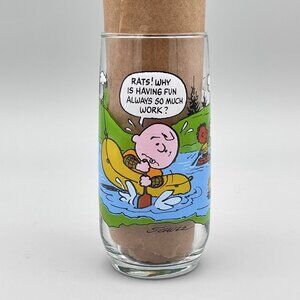 Vintage McDonalds Camp Snoopy Collection "Having Fun is Work" 6" Glass